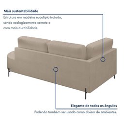 Sofá Living Orgânico 2 Lugares 165cm Norten - 6