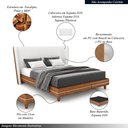 Ver imagem 3 de Conjunto Cama com Cabeceira Casal Torres Pés em Madeira Pu/bouclê Caramelo/off White G91 - Gran Belo