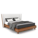 Ver mais imagens de Conjunto Cama com Cabeceira Casal Torres Pés em Madeira Pu/bouclê Caramelo/off White G91 - Gran Belo