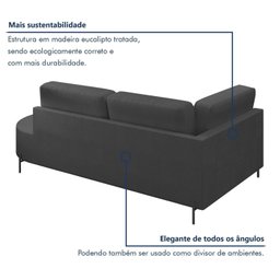Sofá Living Orgânico 2 Lugares 165cm Norten - 6