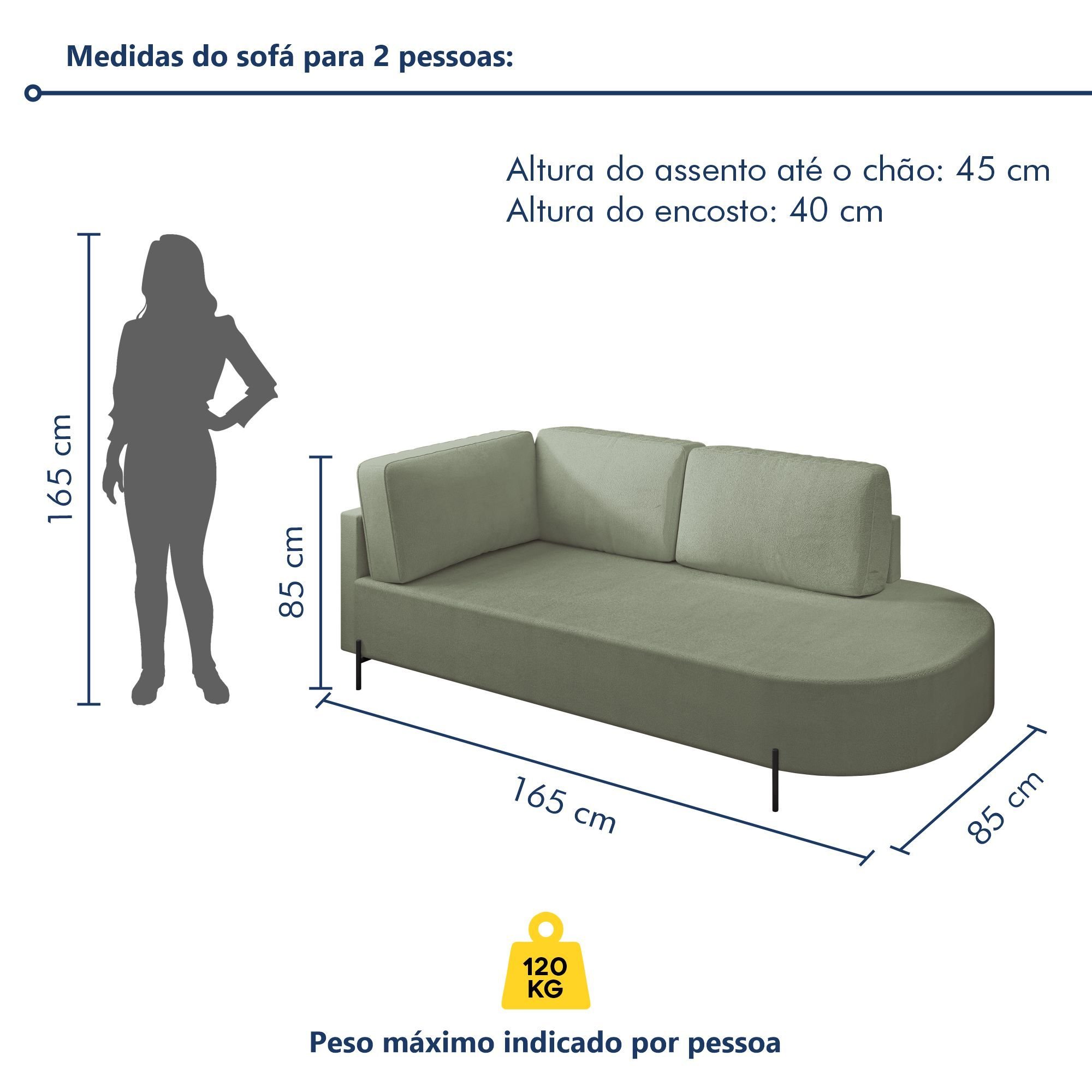 Sofá Living Orgânico 2 Lugares 165cm Norten - 8