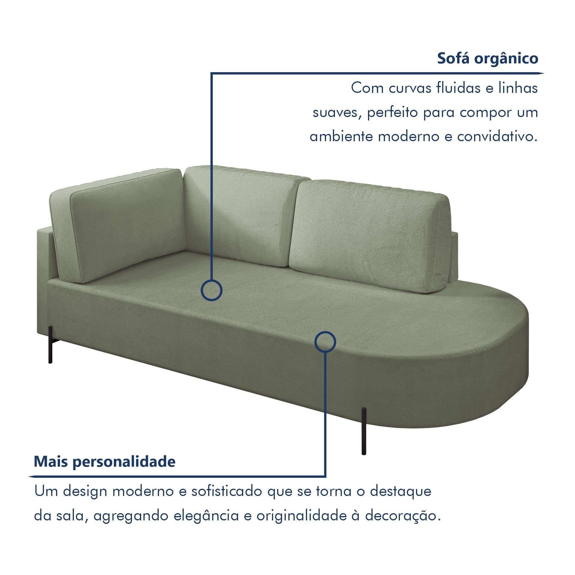 Sofá Living Orgânico 2 Lugares 165cm Norten - 4