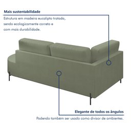 Sofá Living Orgânico 2 Lugares 165cm Norten - 6