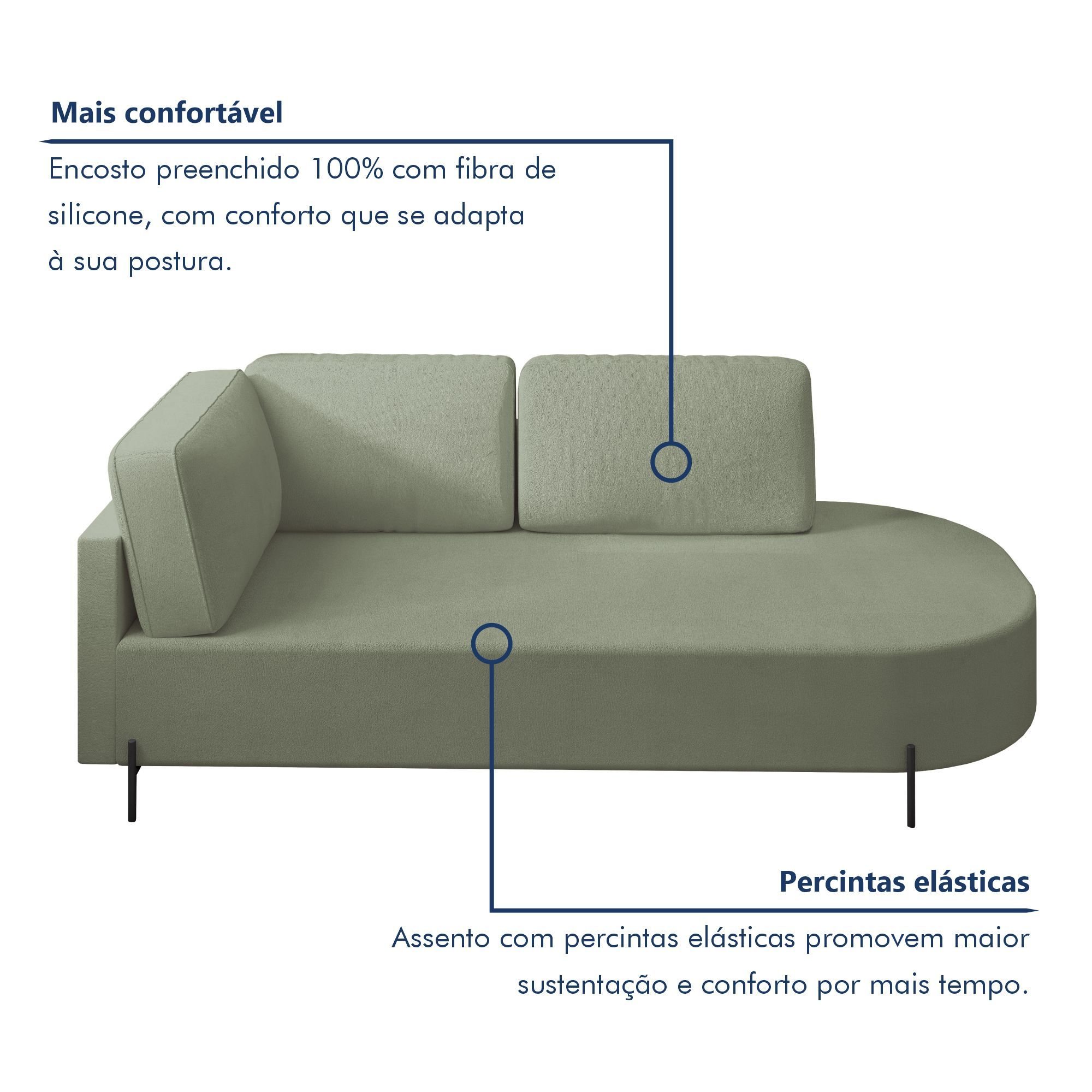 Sofá Living Orgânico 2 Lugares 165cm Norten - 5