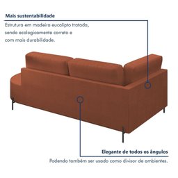 Sofá Living Orgânico 2 Lugares 165cm Norten - 6