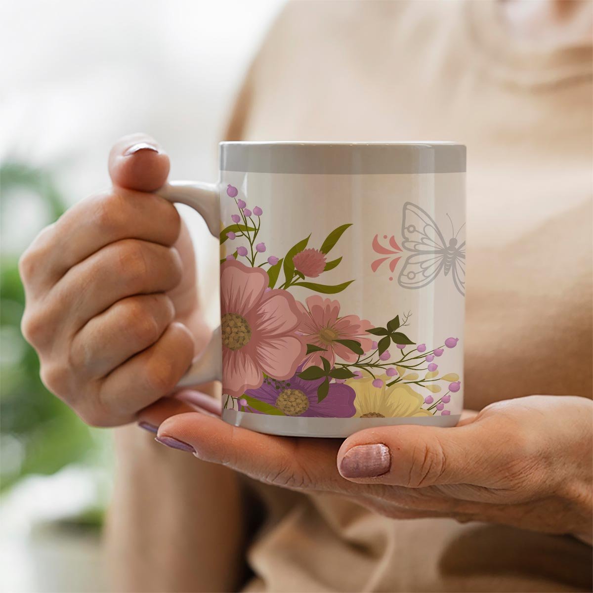 Caneca floral borboleta - 2
