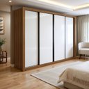 Ver imagem 1 de Guarda Roupa Casal Premium Nápoli 4 Portas de Correr 4 Gavetas 279,3cm Yescasa Branco/Carvalho