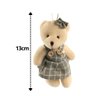 Jogo 4 Ursinhos Pelúcia Pendente Natal Roupa Cinza Xadrez 13cm - Magizi - 4