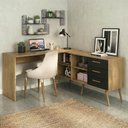 Ver imagem 1 de Mesa de Escritório em L com 3 Gavetas Porto Multimóveis Mp6046 Madeirado/preto