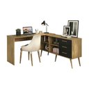 Ver imagem 2 de Mesa de Escritório em L com 3 Gavetas Porto Multimóveis Mp6046 Madeirado/preto