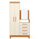 Ver imagem 2 de Guarda-Roupa Cômoda 2 Portas e 4 Gavetas com Espelho New Capri Bege/Cinamomo/Off White