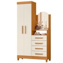 Ver mais imagens de Guarda-Roupa Cômoda 2 Portas e 4 Gavetas com Espelho New Capri Bege/Cinamomo/Off White