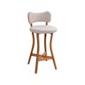 Banqueta Alta Cozinha de Madeira Maciça Estofada com Encosto - 1