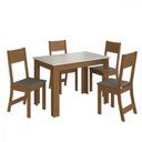 Ver imagem 2 de Conjunto de Mesa 1,08cm Belgica com 4 Cadeiras Indekes Freijo/off White/cacau