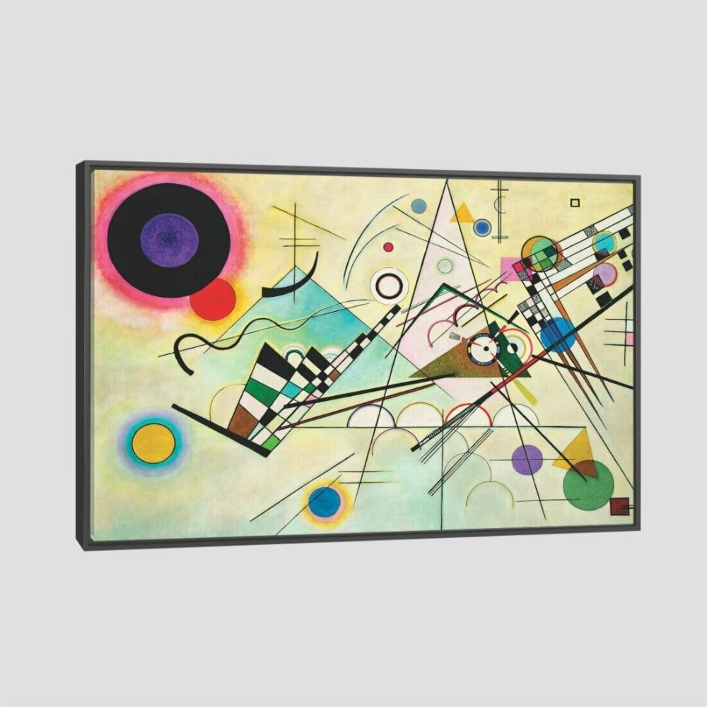 Quadro Kandinsky Composição Viii Tela Moldura Preta 95X63Cm