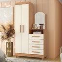 Ver imagem 1 de Guarda-roupa Cômoda 2 Portas e 4 Gavetas com Espelho New Capri