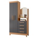 Ver imagem 2 de Guarda-roupa Cômoda 2 Portas e 4 Gavetas com Espelho New Capri
