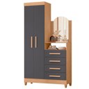 Ver imagem 7 de Guarda-Roupa Cômoda 2 Portas e 4 Gavetas com Espelho New Capri Cinza/Freijó/Titanium