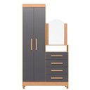 Ver imagem 2 de Guarda-Roupa Cômoda 2 Portas e 4 Gavetas com Espelho New Capri Cinza/Freijó/Titanium