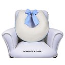 Ver imagem 2 de Capa de Almofada Amamentação Piquet com Laço - Palha com Azul