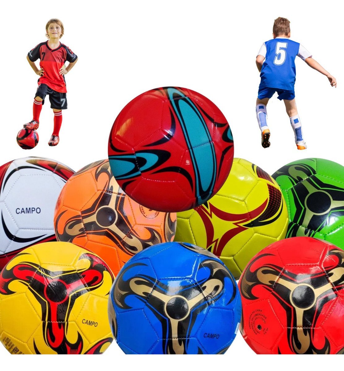 Kit 10 Bolas de Futebol Tamanho 5 Sintético Cores Variadas - 3