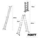 Ver mais imagens de Escada Articulada Multifuncional 4x4 Alumínio Fortt 16 Degraus 4.47m - EAM4X4