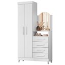 Ver imagem 2 de Guarda-Roupa Cômoda 2 Portas e 4 Gavetas com Espelho New Capri Branco/Rosa/Azul/Titanium
