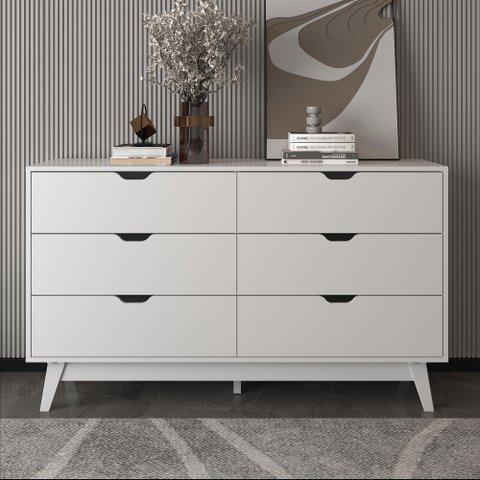 Cômoda 136cm 6 Gavetas Branca Cm8044 Cor: Branco