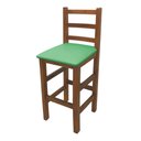 Ver imagem 1 de Banqueta Alta com Assento Estofado Verde Encosto Curvo - Natural