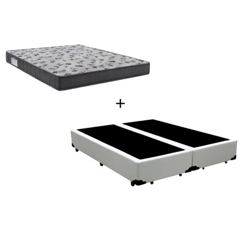 Cama Box Casal Bipartido 138 Tecido Sintético Branco com Colchão De Espuma - D33 Ortobom ISO 100