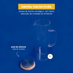 KIT JARRAS DE VIDRO COM TAMPA DE BAMBU 1L OIKOS - 2 PEÇAS - 3