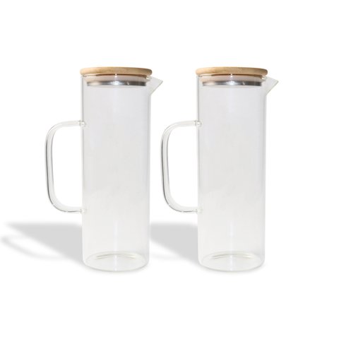 KIT JARRAS DE VIDRO COM TAMPA DE BAMBU 1L OIKOS - 2 PEÇAS