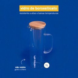 KIT JARRAS DE VIDRO COM TAMPA DE BAMBU 1L OIKOS - 2 PEÇAS - 4