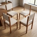 Ver imagem 6 de Kit 4 Cadeira Evy Estofada Linho Base Madeira para Sala de Jantar