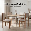 Ver imagem 2 de Kit 4 Cadeira Evy Estofada Linho Base Madeira para Sala de Jantar