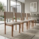 Ver imagem 4 de Kit 4 Cadeira Evy Estofada Linho Base Madeira para Sala de Jantar