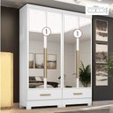 Ver imagem 2 de Quarto Modulado 100% MDF 2 Peças 4 Portas 2 Gavetas com Espelhos Smart Plus Espresso Móveis Branco