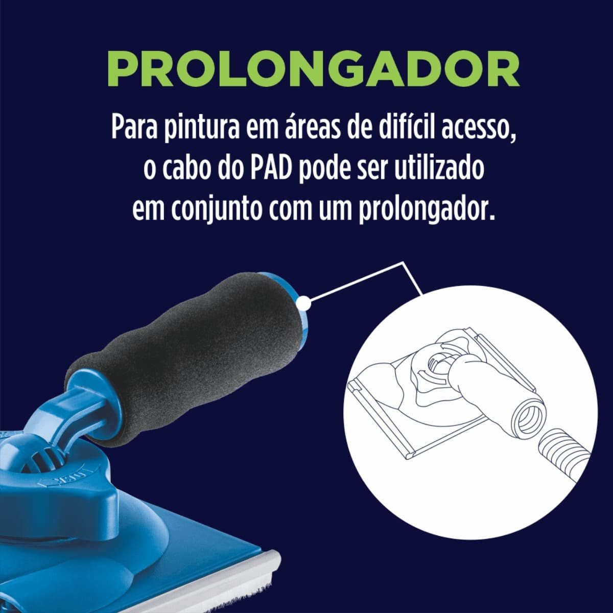 Pad para Pintura + Cabo Extensor Prolongador Telescópico para Rolo de Pintura 2m | Atlas - 4