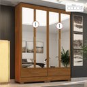 Ver imagem 2 de Quarto Modulado 100% MDF 2 Peças 4 Portas 2 Gavetas com Espelhos Smart Plus Espresso Móveis Bege/Cinamomo