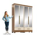 Ver imagem 4 de Quarto Modulado 100% MDF 2 Peças 4 Portas 2 Gavetas com Espelhos Smart Plus Espresso Móveis Bege/Cinamomo/Offwhite
