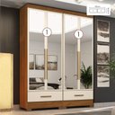 Ver imagem 2 de Quarto Modulado 100% MDF 2 Peças 4 Portas 2 Gavetas com Espelhos Smart Plus Espresso Móveis Bege/Cinamomo/Offwhite