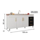 Ver imagem 3 de Balcão Gabinete de Pia sem Tampo Luana 158cm X 80cm X 51cm