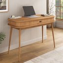 Ver imagem 1 de Mesa Escritório Madeira Escrivaninha Compacta Jari Moderna Rolltop Freijó Idimex