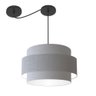 Lustre Sala de Jantar com Desvio Vivare Md-4400 Cúpula em Tecido 55cm Rustico Cinza 110v 220v - 1
