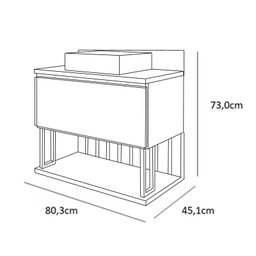Gabinete de Banheiro Duna 80 com Espelho Monet Titanium/freijo - Mgm - 5