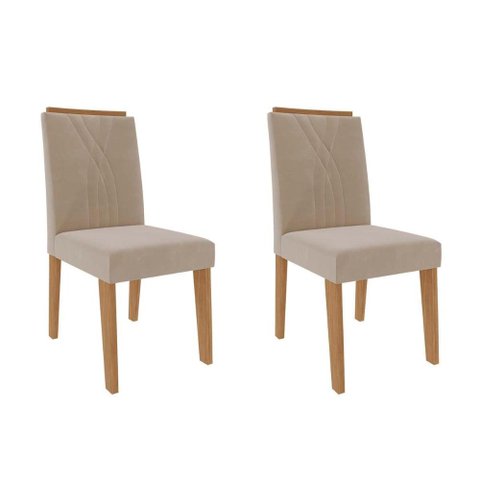 Kit 2 Cadeiras Sala Jantar Nicole 2 Un Savana-nature/suede Nude Bege - Cimol