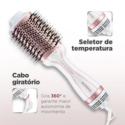 Escova Secadora Mondial White Rose Bivolt 1200w Branco Rosa Es-50 - 4