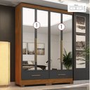 Ver imagem 2 de Quarto Modulado 100% MDF 2 Peças 4 Portas 2 Gavetas com Espelhos Smart Plus Espresso Móveis Bege/Cinamomo/Chumbo