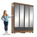 Ver imagem 6 de Quarto Modulado 100% MDF 2 Peças 4 Portas 2 Gavetas com Espelhos Smart Plus Espresso Móveis Bege/Cinamomo/Chumbo