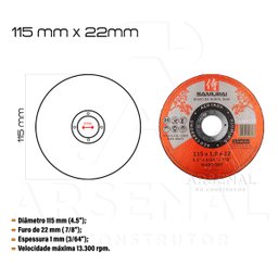 Kit 30 Discos de Corte Inox Fino 1mm Samurai 115x22mm 4 1/2 - 2